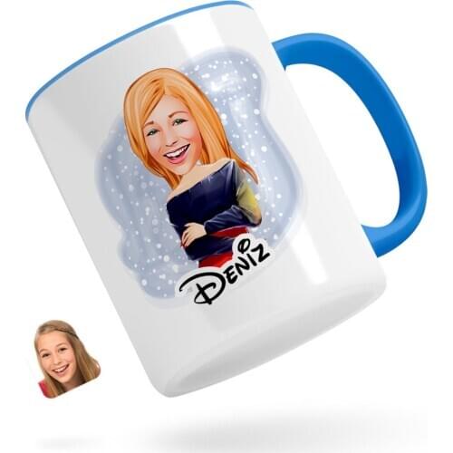 Personalized Women 'S Caricature Of Blue Mug Bardak-12