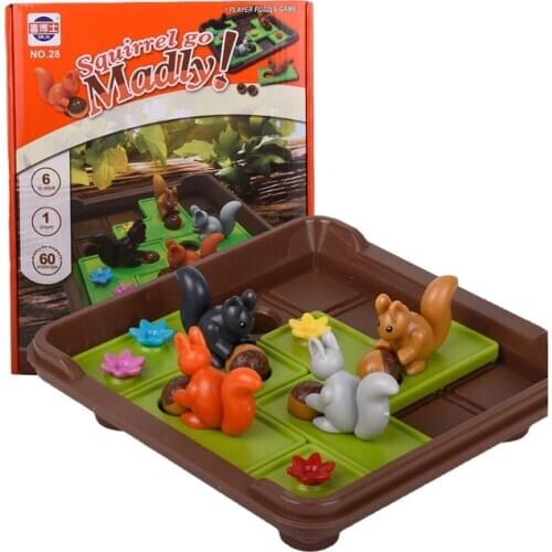 Squirrels Go Nuts Sliding Puzzle Travel Game for Kids Cognitive Skill Brain Game for Ages 6 60 Challenge in Travel-Friendly Case