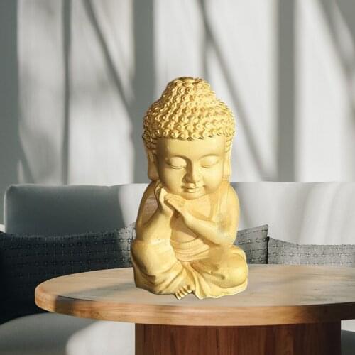 Boxwood Carved Sakyamuni Buddha Small Statue Figurine Ornament Sculpture