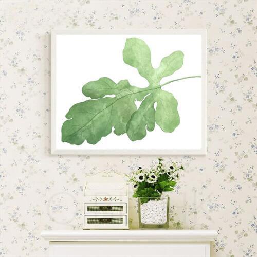Nordic Green Leaves Landscape Oil Painting Tropical Plant Canvas Poster Tree Leaf Wall Picture and Print Living Room Decoration