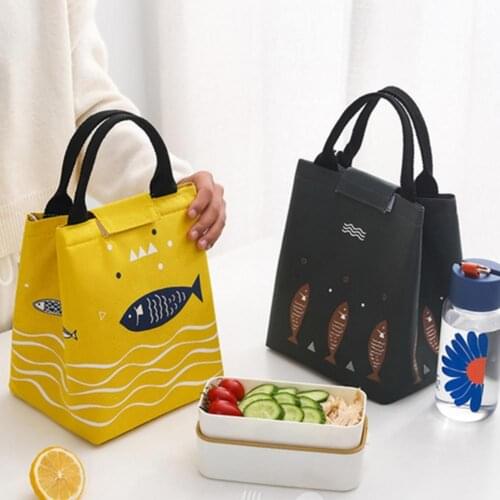 Lunch Bag Leakproof Heat Insulation Aluminum Foil Cute Fish Pattern Warm Keeping Lunch Pouch for Home