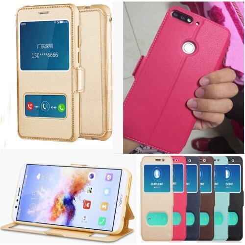 Stand Vintage Flip Leather Case & Silicone Back Case For Huawei Y7 Pro Prime 2018 Honor 7C Pro 7C AUM-L41 With View Window Case