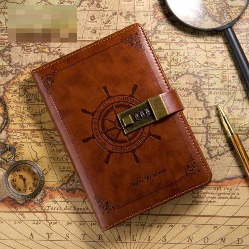 Vintage B6 High Quality Multifunction Hardcover Commercial Diary Coded Notebook Password Lock
