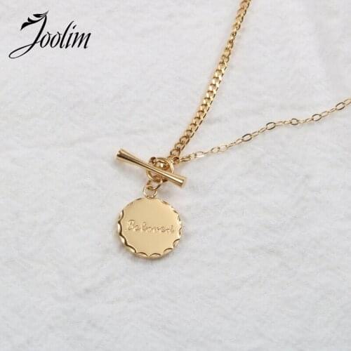 Joolim Jewelry PVD Gold Finish Letter Beloved Pendant Couple Necklace Stylish Stainless Steel Necklace