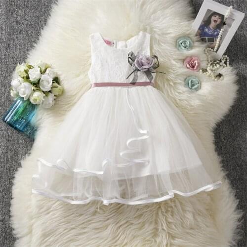 1 2 3 4 5 Year White Dress for Girl Lace Tulle Baby Girl Clothes Birthday Party Princess Elegant Gown Flower Wedding Prom Dress
