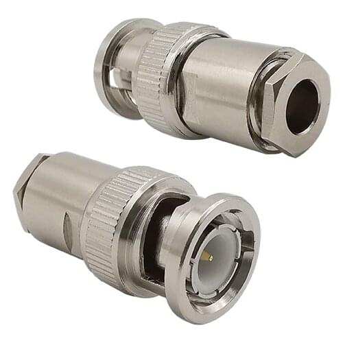1/2Pcs Silver BNC Male Plug Clamp Solder Connector for LMR195 RG58 RG142 RG400 RG223 Coaxial Cable