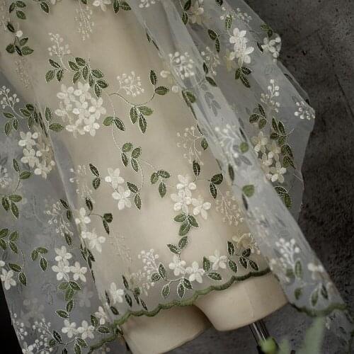 1M/Lot flower embroidery Organza lace fabric 5 style women dress curation decoration accessories
