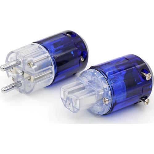 1 pair High Quality Hifi Brass P-037e+ pure copper C-037 Rhodium Plated EU Power Plug AC cord power plugs