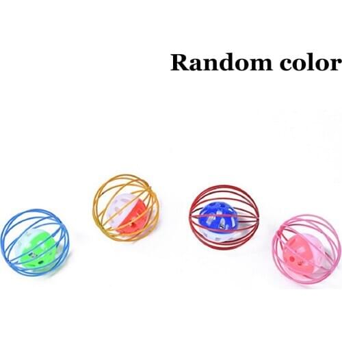 1PCS Random Color Cat Ball Toy Creative Interactive Bell Ball in Cage Cat Play Ball Cat Sound Toy Cat Funny Toy Pet Accessories