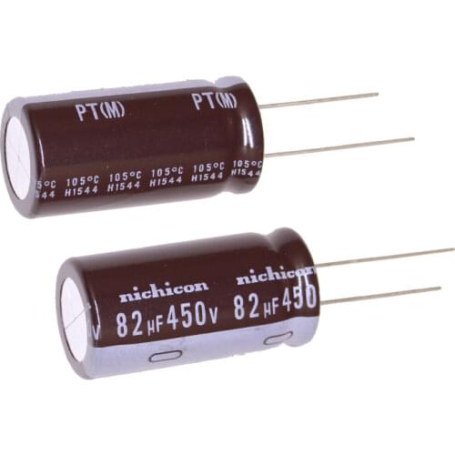 10PCS NICHICON PT 450V82UF 18X31.5MM electrolytic capacitor 82uF/450V High frequency long life 82UF 450V