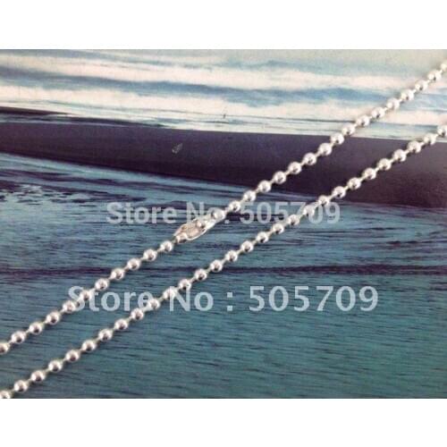 10PCS Silver Color plate 2mm ball beaded chain necklaces 24" #20787