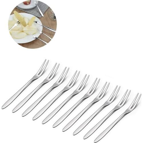 10pcs Stainless Steel Fruit Forks Dessert Forks Kitchen Tableware Salads Cake Forks tasting appetizer fork, mini cake fork