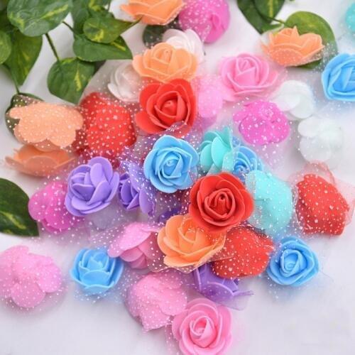 12pcs 3cm DIY fake rose flower Mini PE Foam Rose Artificial Flower Heads scrapbooking gift box diy wreath Multi-use