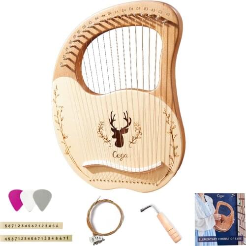 19-String Wooden Lyre Harp Resonance Box String Instrument with Tuning Wrench 3pcs Picks Stringed instruments