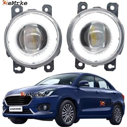 2 Pieces Car LED Lens Fog Lights Assembly Angel Eye DRL Daytime Runinng Light Lamp for Maruti Suzuki DZire 2017 2018 2019 2020