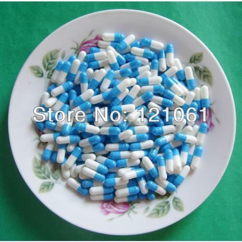 3# 10,000pcs! Blue-white colored empty capsules size 3,empty capsules size 3,seperated or closed empty capsules)