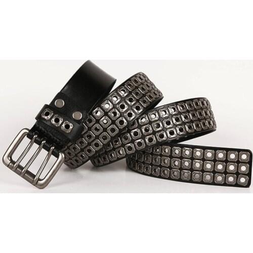 3 colours Rivet Leather Black Punk Belt erkek kemer deri Cinturones Ceinture cinto masculino cinturon rocker riem cowboy