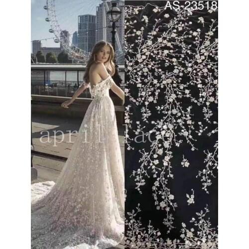 5 yards AS235 # April bridal LACE Collection 2021 French Sequin Good Quality tulle embroidery lace For sewing wedding dress