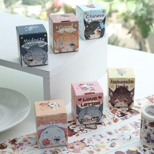 6 Japanese kawaii cartoon animal girl rhapsody series decorative tape diy diary photo album planner material stationery tape