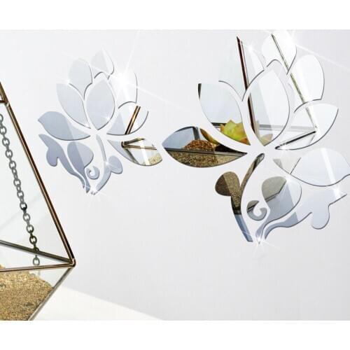 Lotus Flowers Acrylic Mirror Wall Sticker for living Room bedroom home decoration