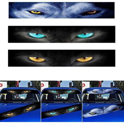 Car Front Windshield Sticker Rear Auto 3D Sunshade Stickers Terrorist Decor Front File Wolf Cat Eyes Sticker Decorative 130*21cm