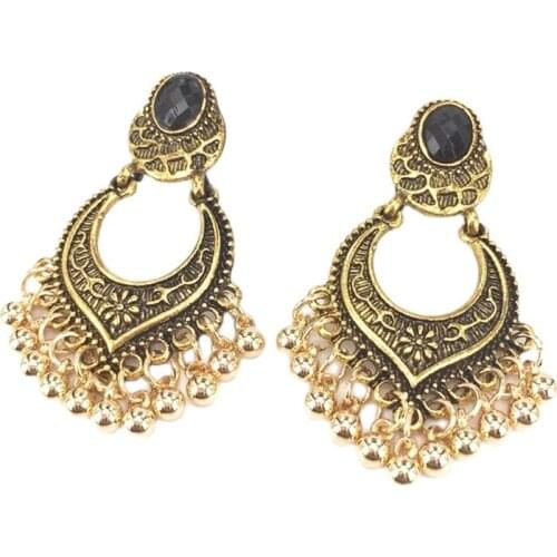 Bohemian Gypsy Resin Carved Hollow Heart Ball Tassel Dangle Earrings Boho Ethnic Tirbal Retro Jewelry Ear Jewelry