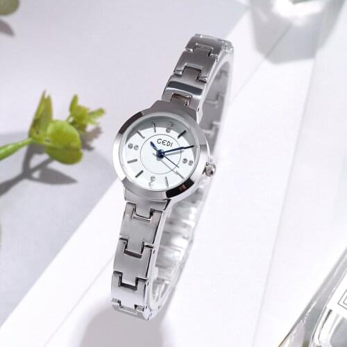 High-value, compact and temperament ladies watch simple scale steel belt female watch student trend waterproof quartz watch