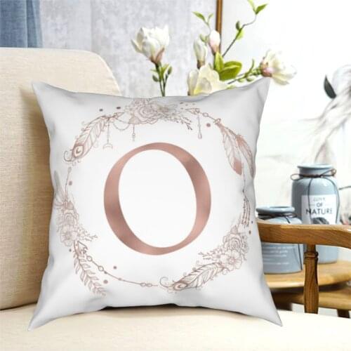 Letter O Rose Gold Alphabet Pillowcase Soft Polyester Cushion Cover Decoration Pillow Case Cover Home Zippered 18