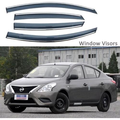 For Nissan Sunny 2011-2016 Car Styling Awnings Shelters Window Visors rain eyebrow Protector Exterior decoration 4PCS 2012 2013