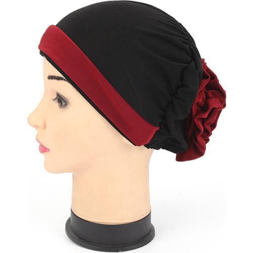 Girls Head Kerchiefs Women Floral Turban Hat India Cap Muslim Hats Hairnet Chemo Cap Elastic Flower Bonnet Summer Beanie Lady