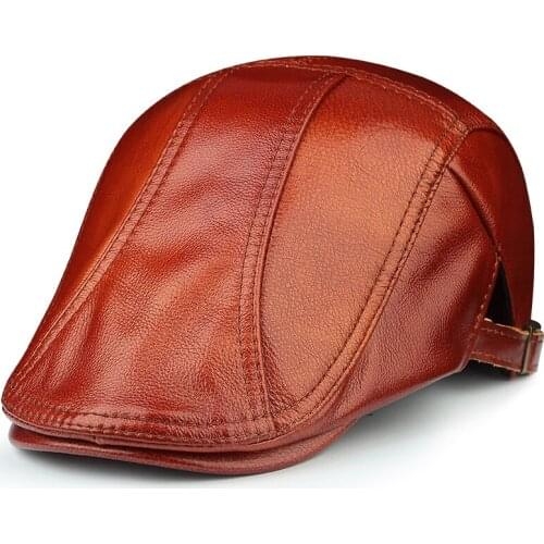 Chic Mens Genuine Leather Beret Caps Male Women Distressed Thin Leisure Casquette Homme Adjustable Streetwear Youth Boinas