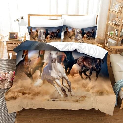 Horse Bedding Set Single Twin Full Queen King Size Animal Horses Bed Set Childrens Kid Bedroom Duvetcover Sets 3D 019