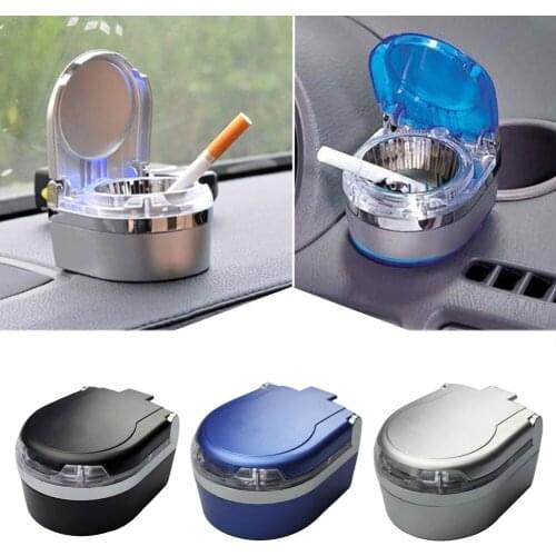 Creative Car Ashtray With LED Light Fireproof Material Ashtray Container Smoke Holder Storage Auto Supplies Car Ashtray Duster