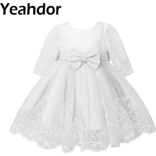 Lace Flower Girls Dress Kids Dresses for Girls Hollow Out Long Sleeve Embroidered Princess Dress Birthday Wedding Party Clothes