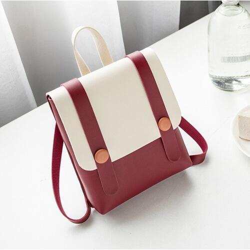 Mini Backpack Simple Contrast Color Flip Women Bag Casual Shoulder Messenger Bag Creative Personality Small Girls Purse
