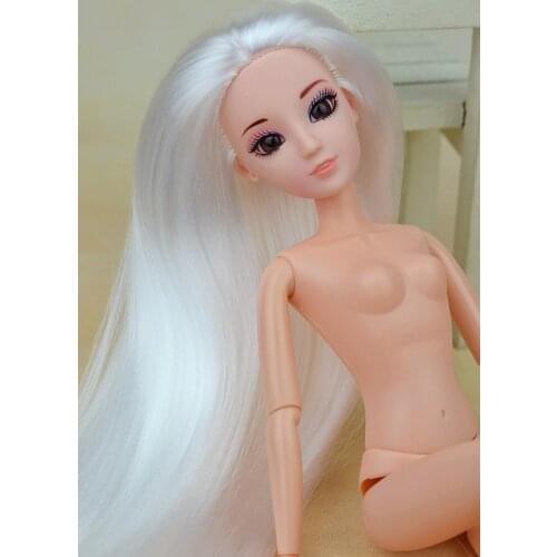 Fashion White Super Long Hair 1/6 Doll Head + 12 Joints Moveable 1/6 BJD Dolls Body For 11.5" Dollhouse Accessories Kid Toys