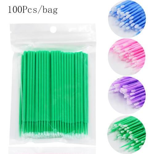 100pcs/Bag Disposable Makeup Eyelashes Brushes Micro Mascara Brush Eyelash Extension Individual Lash Removing Tools