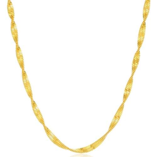 Yellow Gold Color Necklace for Women Korean Fashion Water Wave Clavicle Chain Bone Collar Wedding Statement Jewelry Bijoux Gift