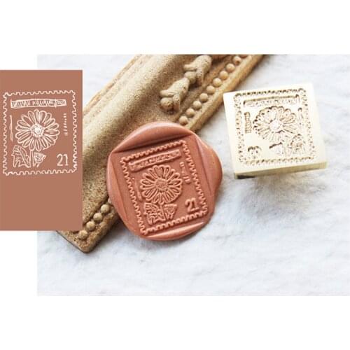 Sunflower,Wax Seal Square Stamp Wedding Invitation Replace wooden handle Retro Wood Stamp Scrapbook Stamps