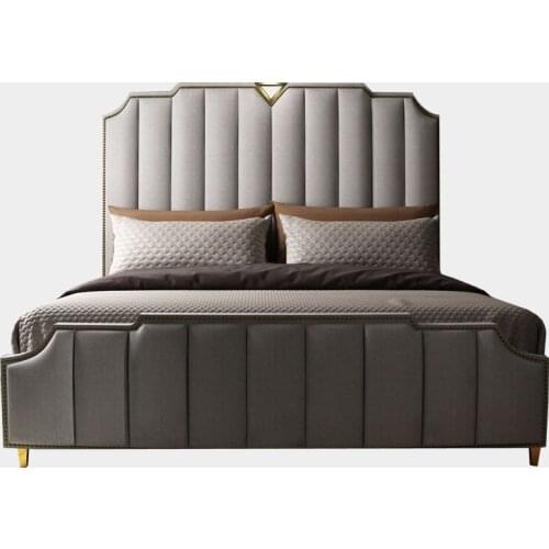 Postmodern light luxury leather bed 1.8m double bed master bedroom wedding bed Hong Kong style ins net red bed