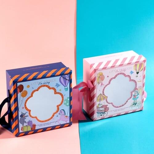 Empty box wedding candy Xidan cartoon window box portable box baby full moon birthday gift box Mysterious box Holiday gifts Drag