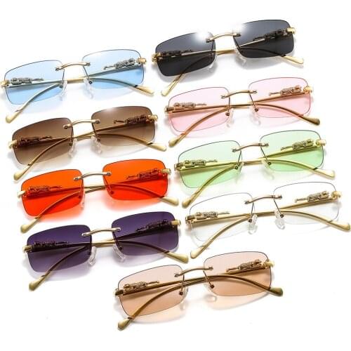 JASPEER Retro Rectangle Sunglasses Women Brand Designer Small Punk Rimless Sun Glasses Men UV400 Frameless Shades Eyewear