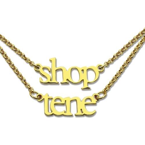 Uonney Dropshipping Personalized Double Layer Mini Name Necklace Gift Custom Two Names Necklace Jewelry