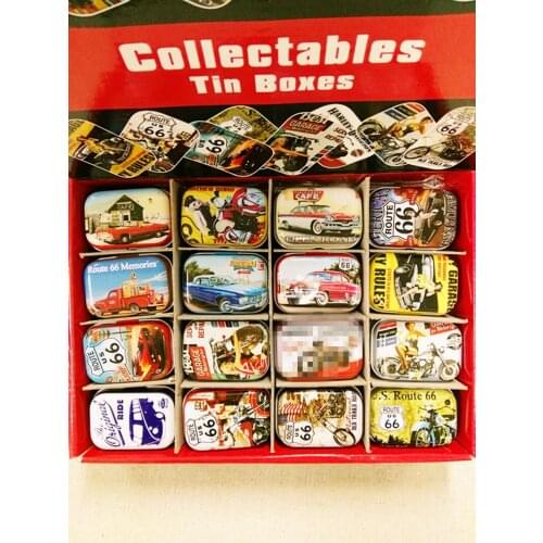 Motobike Style Mini Tin Box Metal Coin Saver Jewerly Case Pill case 16 designs Chocolate Box 32pc/box