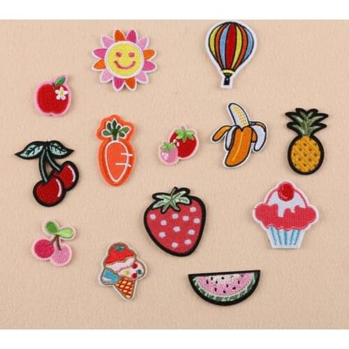 Cherry Fruit Embroidery Patches for Clothing Iron on Kids Clothes Appliques Badge Stripes Sticker jeans Repair patches