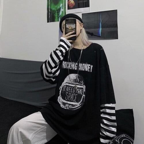 Women tshirts oversize Fake two undefined Kawaii harajuku Gothic aesthetic kpop dropshipping print streetwear clothes y2k tops