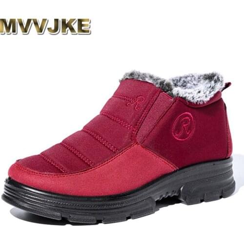 MVVJKE2021 New Winter Snow Boots Flat Lovely Pure Color Shoes Cotton Short Waterproof Warm Winter Lace Boots For Women Fashion