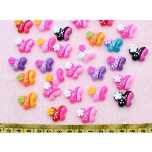100 pcs 18mm Cameo Resin Butterflies multi colors Suitable for Cabochon Pendant Charm Craft Jewelry wholesale free shipping
