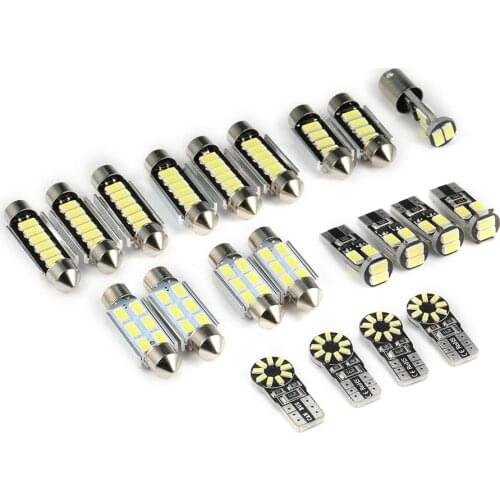 23Pcs LED T10 Car Light Blub Interior Dome Trunk Door License Plate Lamps Kit White Auto LED Light for BMW E60 E61 5er Lighting