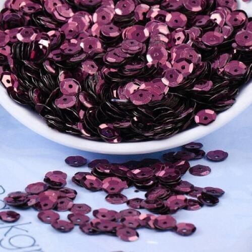 50g 6mm Cup Round Sequins Paillettes Garment Dress Caps DIY Sewing Decoration Dark Red Confetti